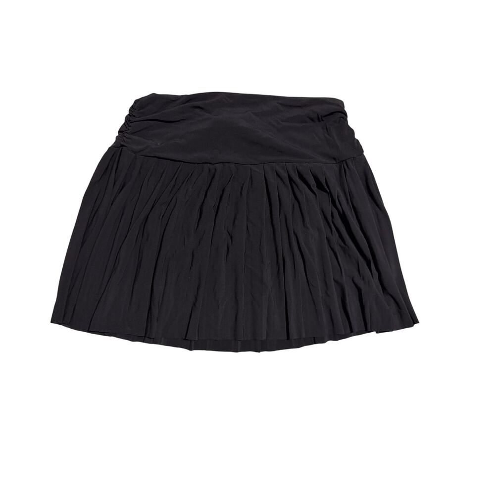 Star City Black Pleated Ruched Mini Skirt Size L Clubwear Stretch